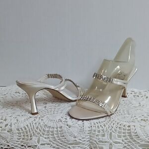 Chic Rhinestone Cream Heels